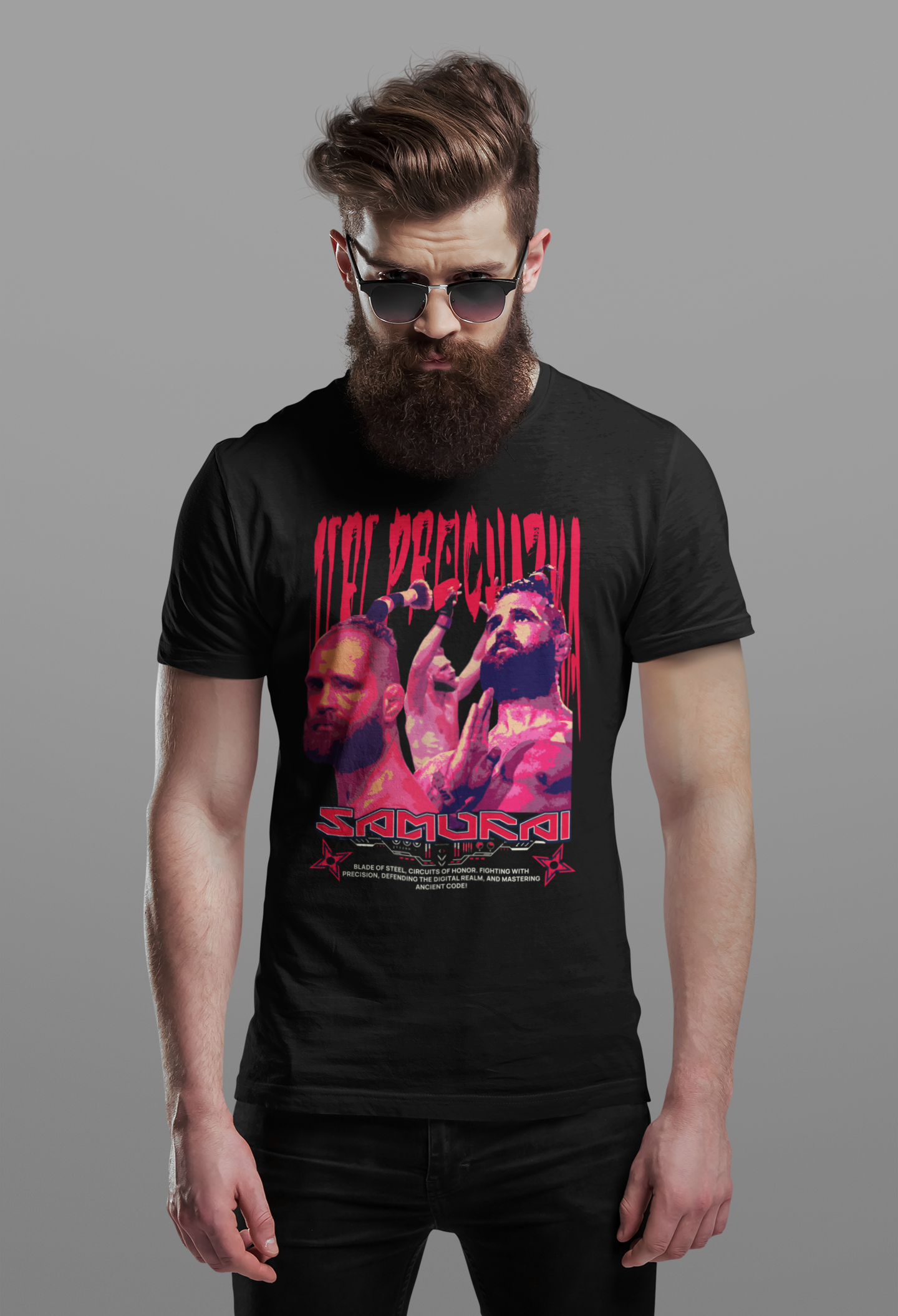 JIRI PROCHAZKA Samurai Graphic Tee - Retro Style Cotton Crew Shirt