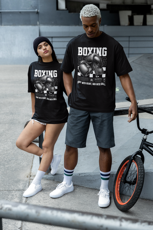 BOXING Unisex organic oversized high neck t-shirt